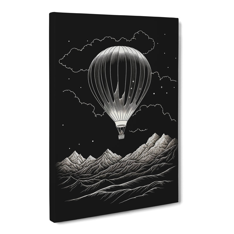 Hot Air Balloon Line - Wrapped Canvas, 60cm H x 40cm W x 3cm D