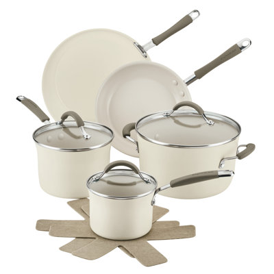 Rachael Ray Cucina Ceramic Nonstick Cookware Pots And Pans Set, 10 Piece
