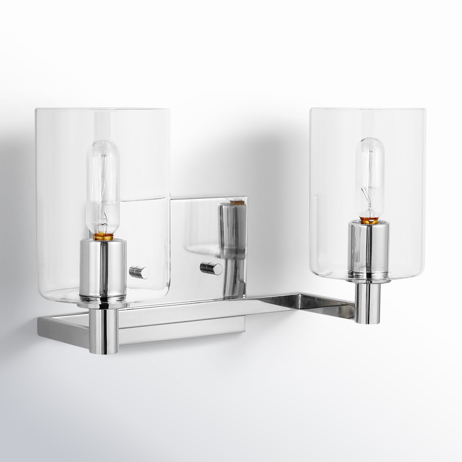 Haines 2 Light Transparent Dimmable Vanity Light, Chrome