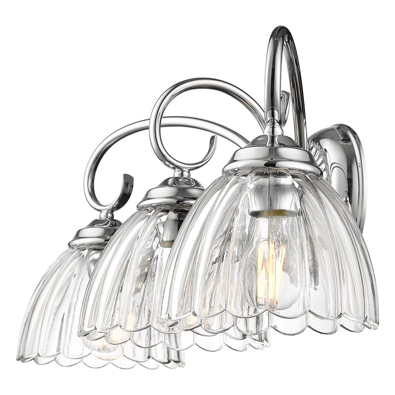 Éclairage pour salle de bain 3 lumières avec verre transparent Marcinda, Étain