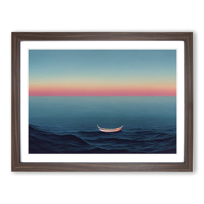 XH1022-6065X Modern Boat Vol.2 - Single Picture Frame Print, 46cm H x 64cm W x 2cm D, Walnut