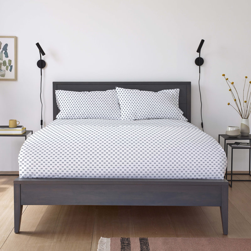 Clean Design Home Jack T300 Percale Navy Sheet Set, Full Sheet Set + 2 Standard Pillowcases