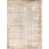 Hand Knotted Abstract Area Rug in Beige/Gold/Ivory