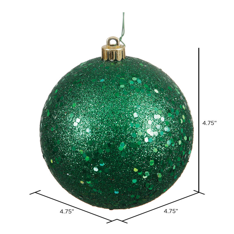 Décoration de boule décorative des Fêtes, Paillettes émeraude, H 4,75 po x l 4,75 po x P 4,75 po