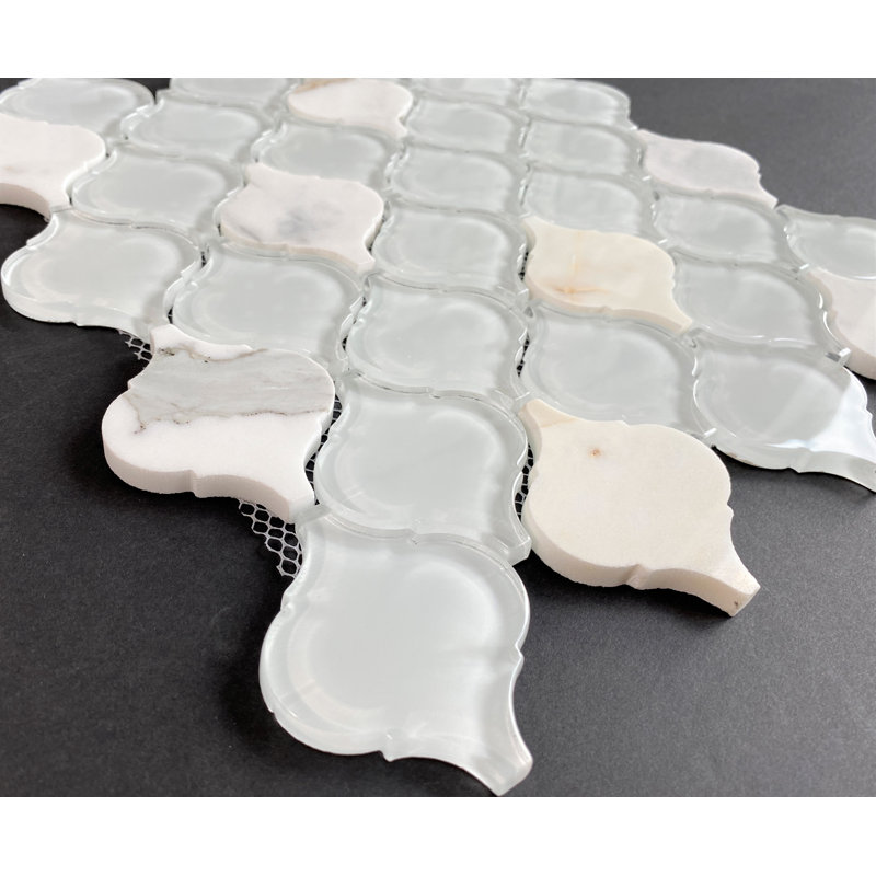 2.5" x 3" Arabesque Mosaic Wall Tile, Calacatta Gold
