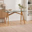 Bureau d'ordinateur moderne, bureau de bureau Mid-Century avec plateau en verre trempé et structure en A en bois d'acacia, poste de travail pour salle de réunion Home Office