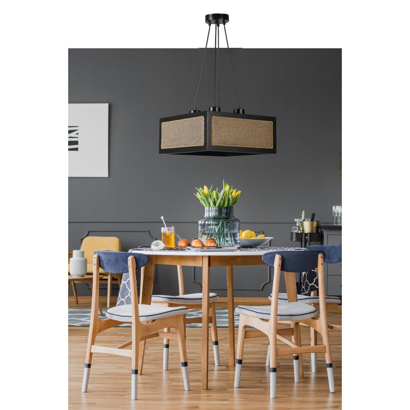 Chandle Chandelier, Rattan/Black
