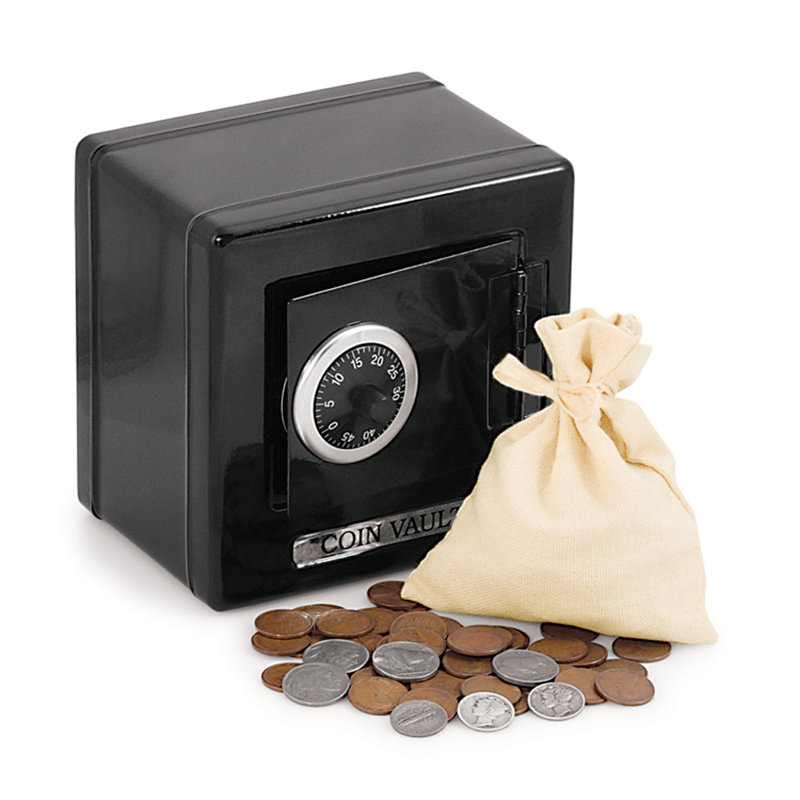 Collection de pièces de monnaie era bonnie et clyde dans un sac de banquier sécuritaire