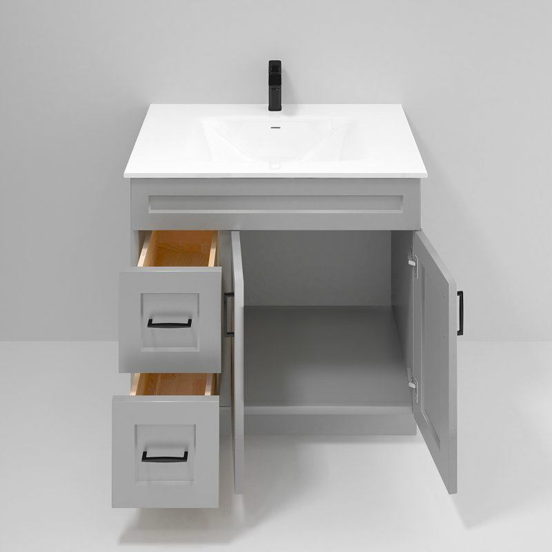 Light Gray Shaker 36'' Freestanding Bathroom Vanity with Drawers