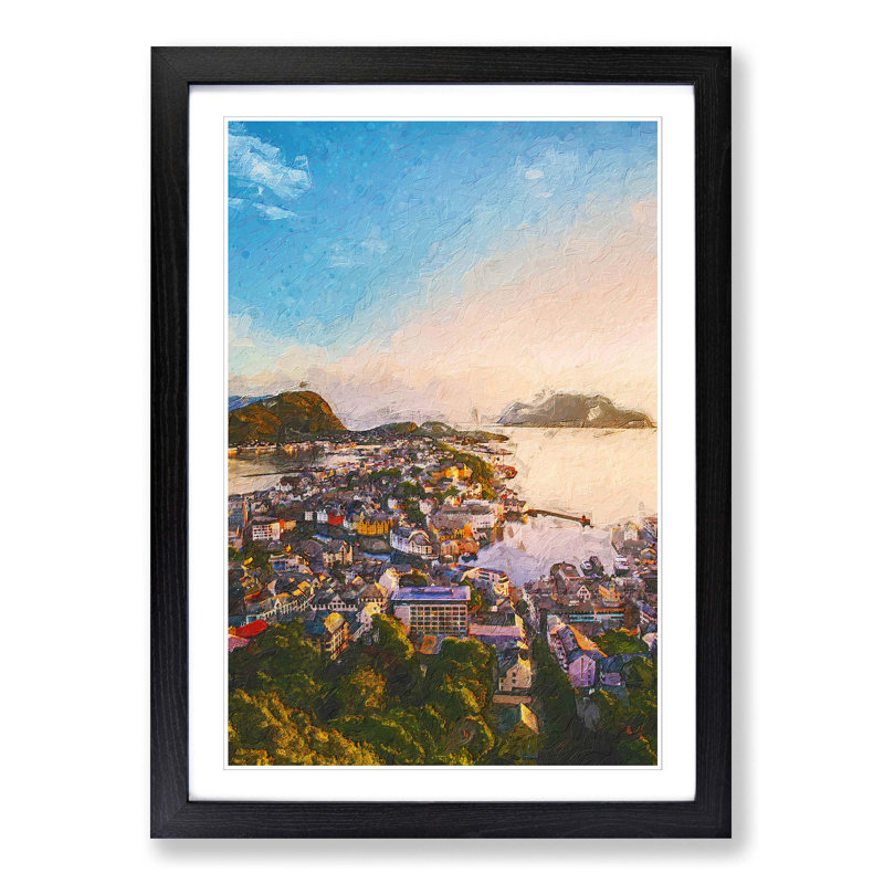 Alesund In Norway - Single Picture Frame Print, 33cm H x 24cm W x 2cm D, Black Framed