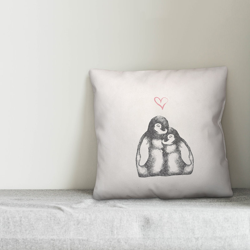  Coussin Penguin Love, H 16 po x l 16 po