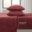 Ensemble de draps en micro-peluche 3 pièces bourgogne en velours brossé-133873405-133873406