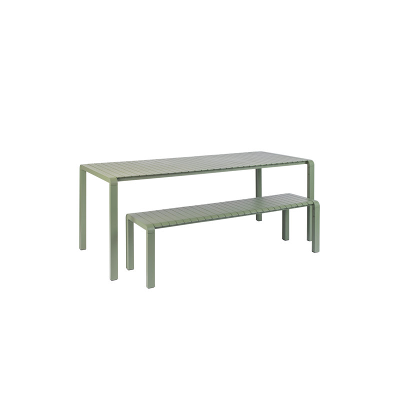 Outdoor Dining Table, Green, 30"H x 84"W x 38"D