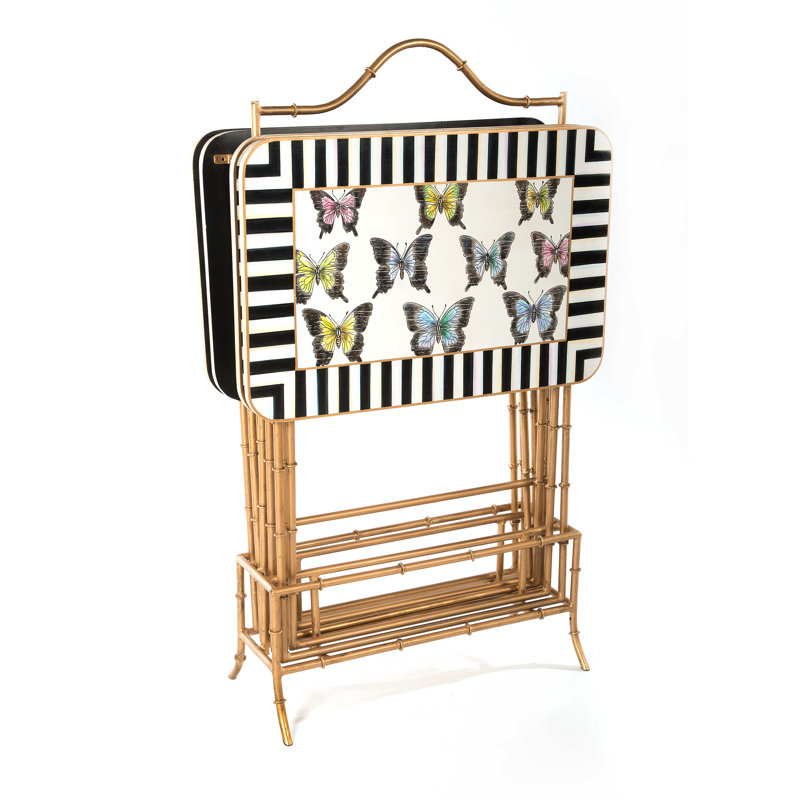 Courtly Stripe Hand-Painted Butterfly Collection Tray Set
