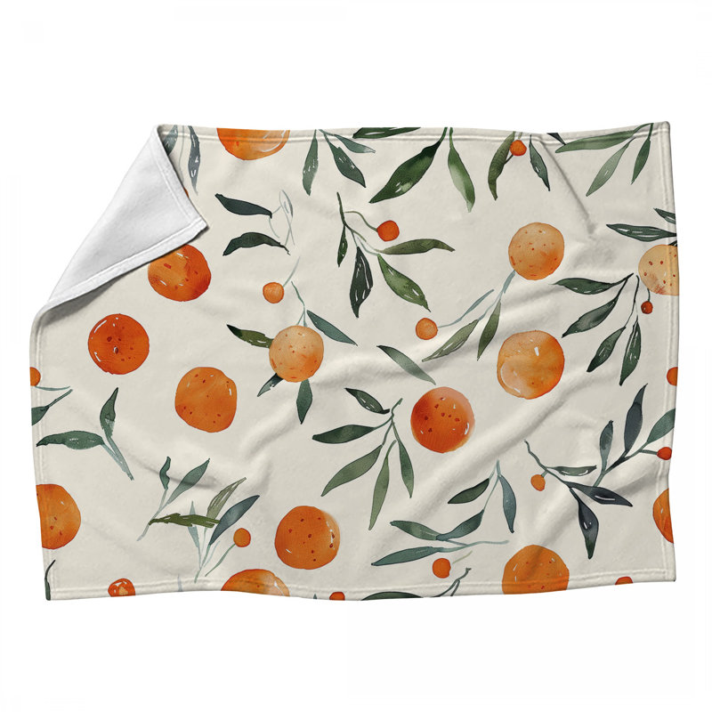 Citrus Fruits Machine Printed Throw Blanket, 60" W x 80" L