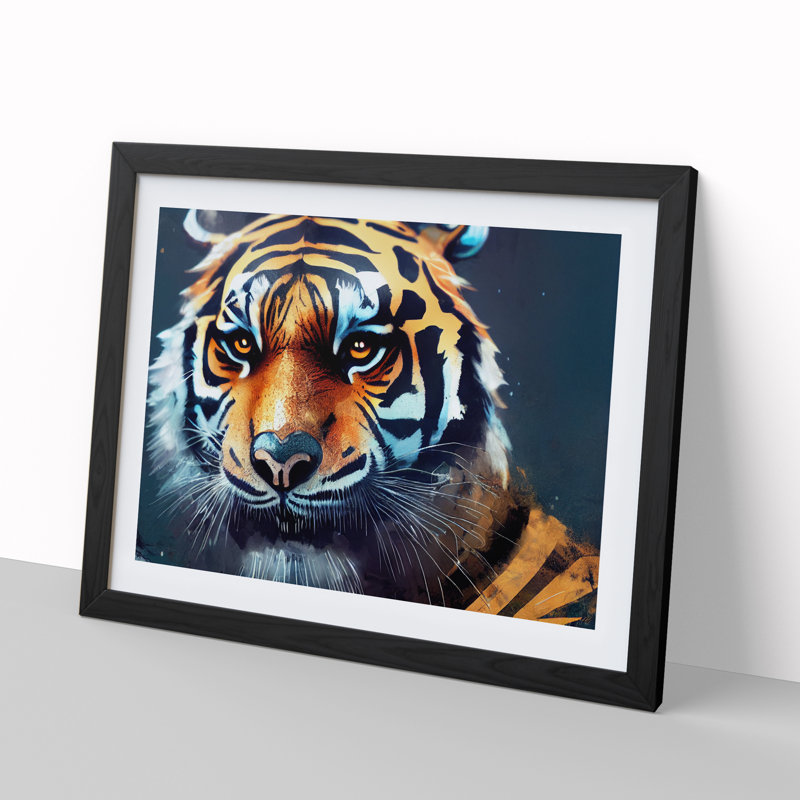 A Tiger Art Painting - Framed Print, Black, 25cm H x 34cm W x 2cm D