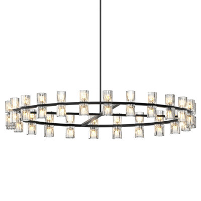 48 pouces avec cristal, décor luxueux noir pour le salon et la salle à manger, éclairage à DEL, câblé, blanc chaud 2700K, écoénergétique, uniforme, facile à assembler, lumières décoratives en cristal pour la maison,