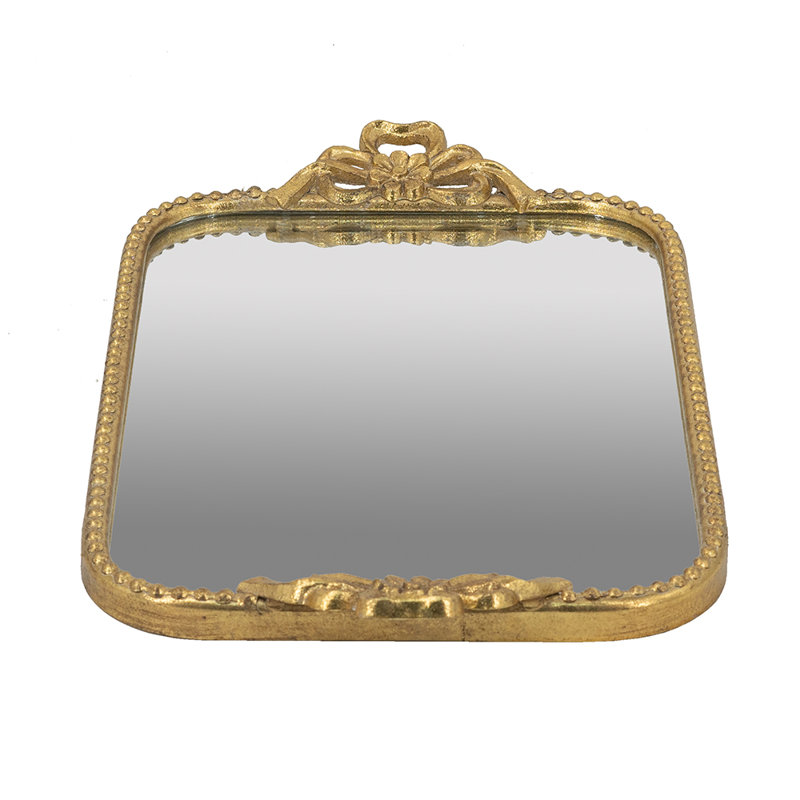 Marielene Gold Iron Tray with Mirrored Surface