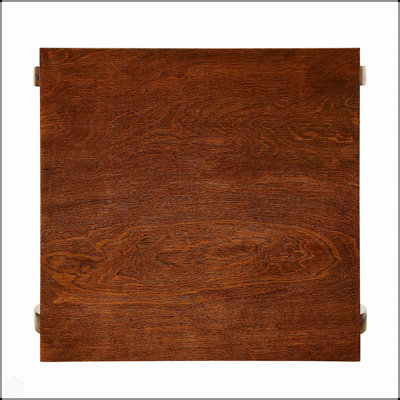 Table de bout carrée avec 2 tablettes, finition noyer, pieds en cabriole et tablettes ouvertes pour une vie moderne