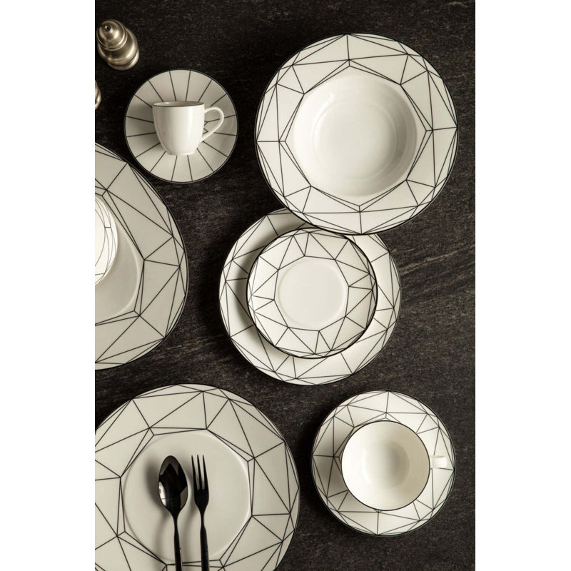 Gem Cut Onyx Bone China Salad/Dessert Plate