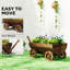 Boîte à fleurs en bois avec chariot, jardinière mobile avec 4 roues, petit chariot à fleurs avec trou de drainage