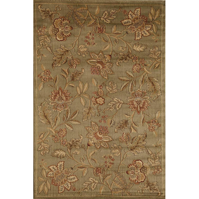 Tapis floral green area Allston, Tapis de couloir 2 pi 3 po x 7 pi 1 po