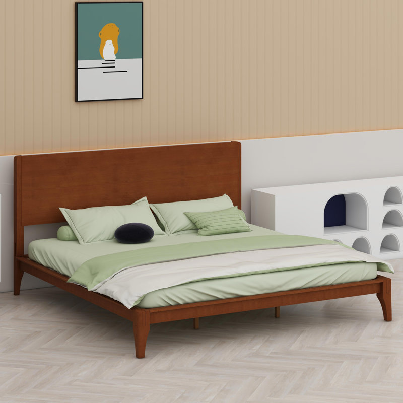 Lit plateforme en bois de bambou, Brun