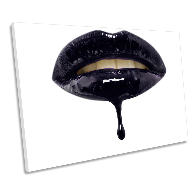 Fashion Lips Drip - Wrapped Canvas Print, 61cm H x 91.4cm W x 4cm D