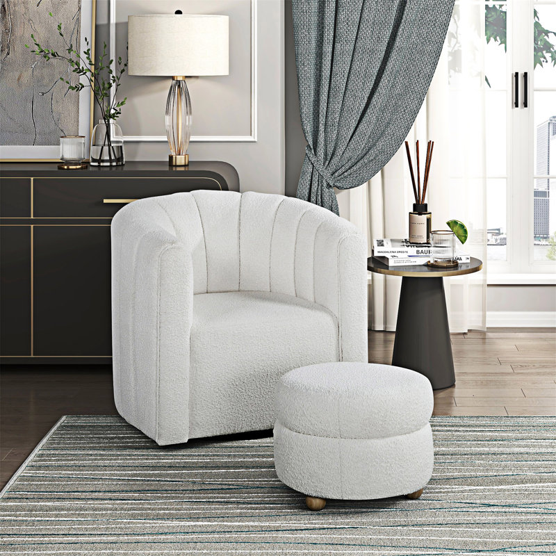Chaise pivotante avec repose-pieds, Blanc