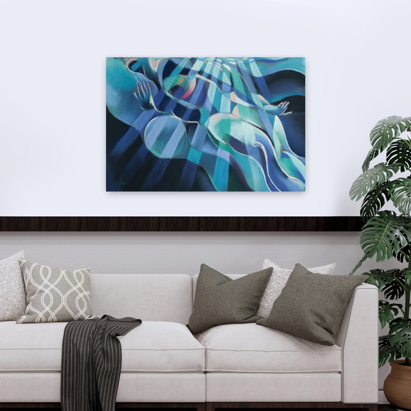 Art sous-marin abstrait océan pacifique serein, 32" H x 48" W