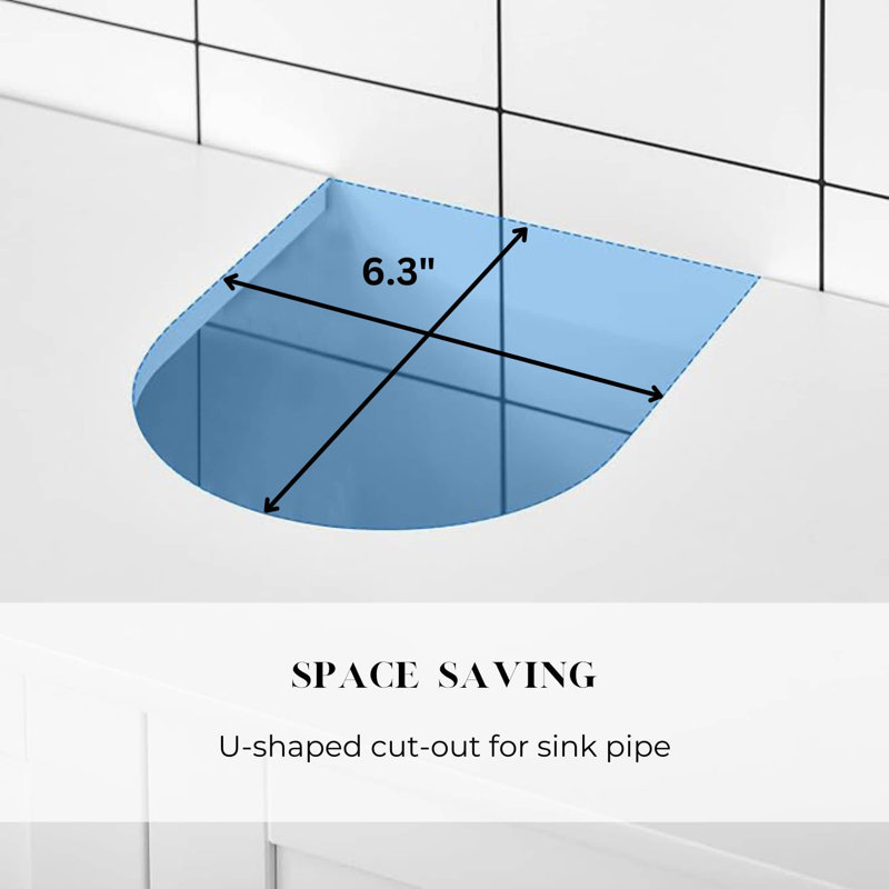 White Bathroom Vanity, Under Sink Cabinet with U-Shaped Cut-Out, Double Vented Doors, Space-Saving Design for Modern Bathrooms, Santorin Collection