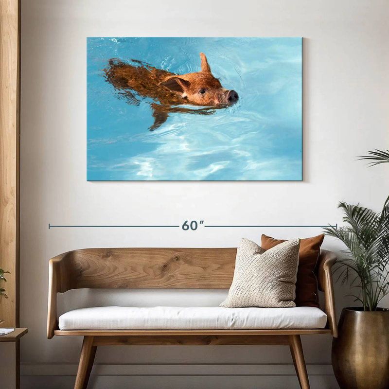 Brampt Swimming Red Piglet, 30" H x 45" W
