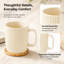 Ensemble de 4 tasses à café verticales en céramique avec couvercles. 400 ml de tasses à thé glaçées colorées en crème, rose, vert, jaune pour les boissons quotidiennes