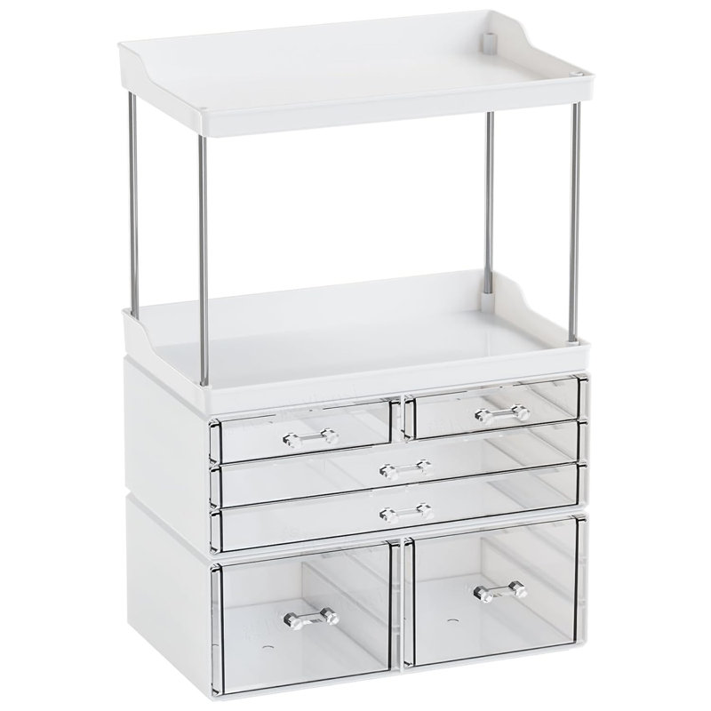 Organisateur de maquillage en acrylique avec tiroirs - Organisateur de meuble-lavabo empilable pour produits de beauté, cosmétiques, soins de la peau et parfums - Solution de rangement de dessus de commode polyvalente