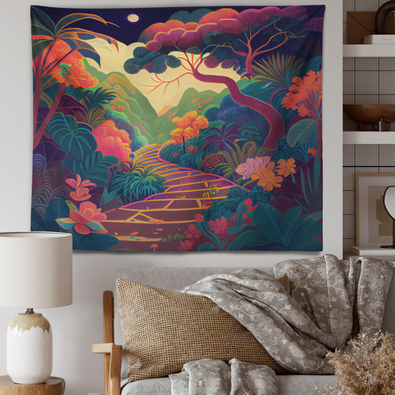 Tapisserie en polyester dans les montagnes colorées I, H 50 po x l 60 po
