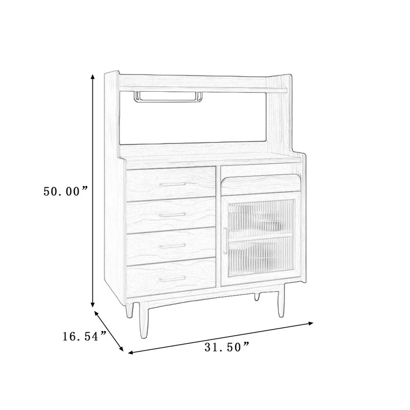 Buffet Modern, H 50 po x l 31,5 po x P 16,54 po, Brun noisette