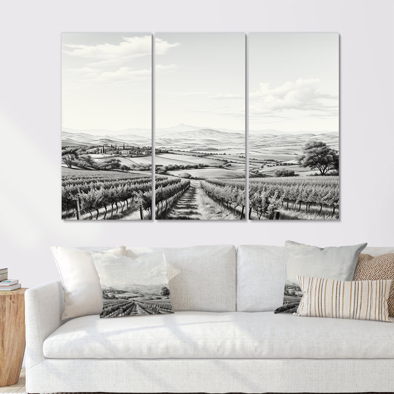 Vineyard Scenery Landscape Beauty IV - Vineyard, ensemble d'art sur toile, Toile tendue, H 40 po x l 60 po x P 1 po