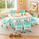 Ensemble de table pour enfants et 6 chaises, bureau de graffiti à hauteur réglable, table d'activités pour enfants d'âge préscolaire, pour les garçons et les filles de 3 à 12 ans (bleu menthe)