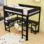 Lit mezzanine double avec DEL, station de charge et tablettes de rangement-643207911