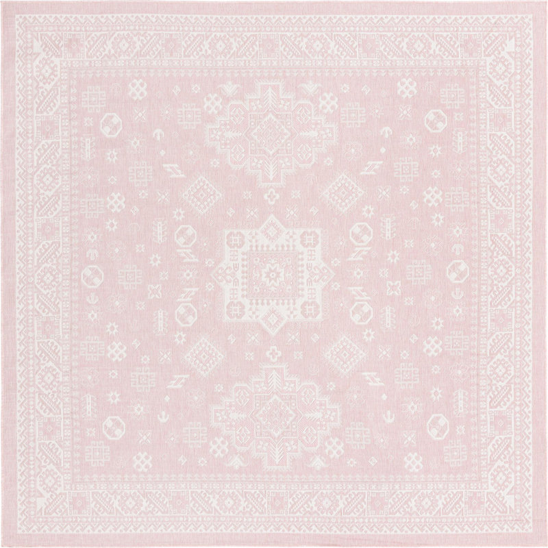 Outdoor Chand Area Rug Pink Color, Square 10'