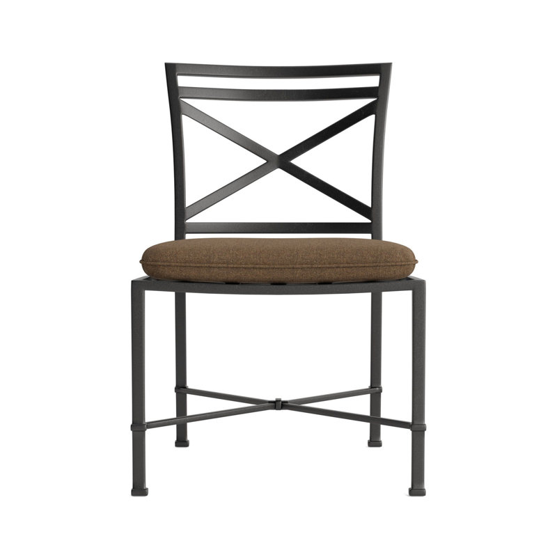 Venetian Outdoor Dining Side Chair, Fusion Moccasian, Textured Pewter, Brown