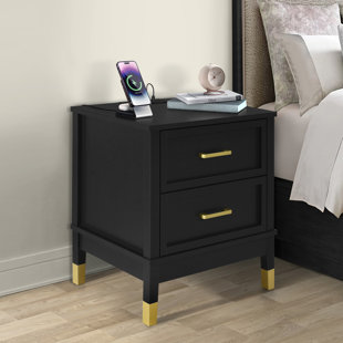 Walter 2 Drawer Wood Nightstand, Bedside Table with Storage Drawers, Night Stand for Bedroom, End Table or Side Table for Living Room, 15.5" D x 18.7" W x 21.7" H