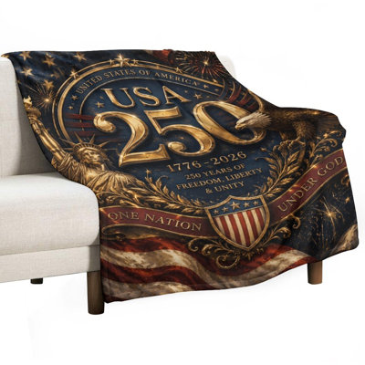 Jeté en flanelle de célébration de 250 ans des États-Unis d'Amérique, couverture douce et chaude pour le canapé-lit du salon