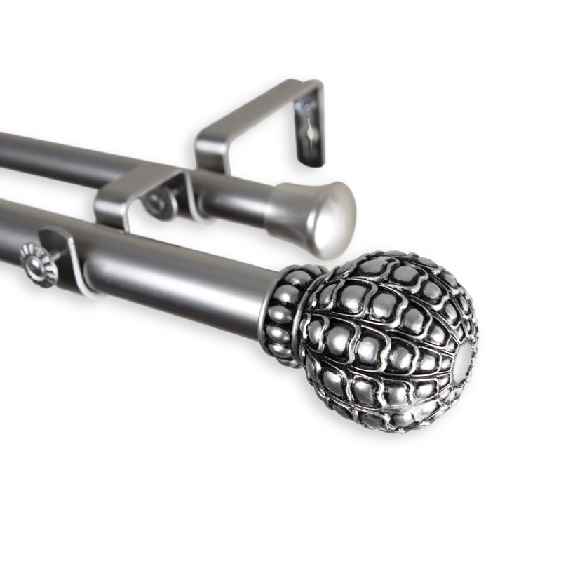 Devos Steel Single Curtain Rod, 1" H x 240" W x 6.75" D, Satin Nickel