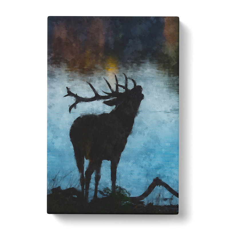 A Deer Stag Silhouette - Wrapped Canvas, 76cm H x 50cm W x 3cm D