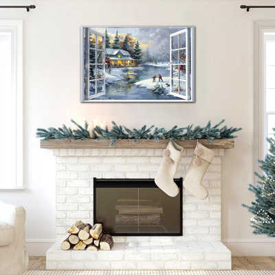 Grand art mural encadré sur toile en hiver