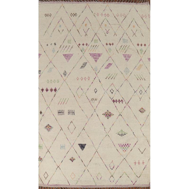 Tapis marocain en laine fait à la main à motif géométrique 6 x 10