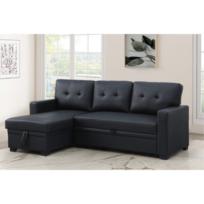 Canapé modulaire rembourré convertible à 4 places avec méridienne coulissante et rangement en lin noir, coussins de dossier amovibles, canapé-lit simple pour accueillir, 82 po de largeur, 53 po de profondeur, 34,5 po de hauteur, 190,5 lb de rangement,