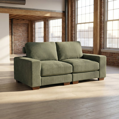 Ensemble de 2 chaises d'appoint modulaires - tissu de flocage vert l 36 po, structure en bois massif, mousse haute densité et double ressorts, anti-moisissure, détachable pour le salon et la chambre à coucher
