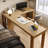 Burlywood L-Shaped Solid Wood Executive Desk-789392680